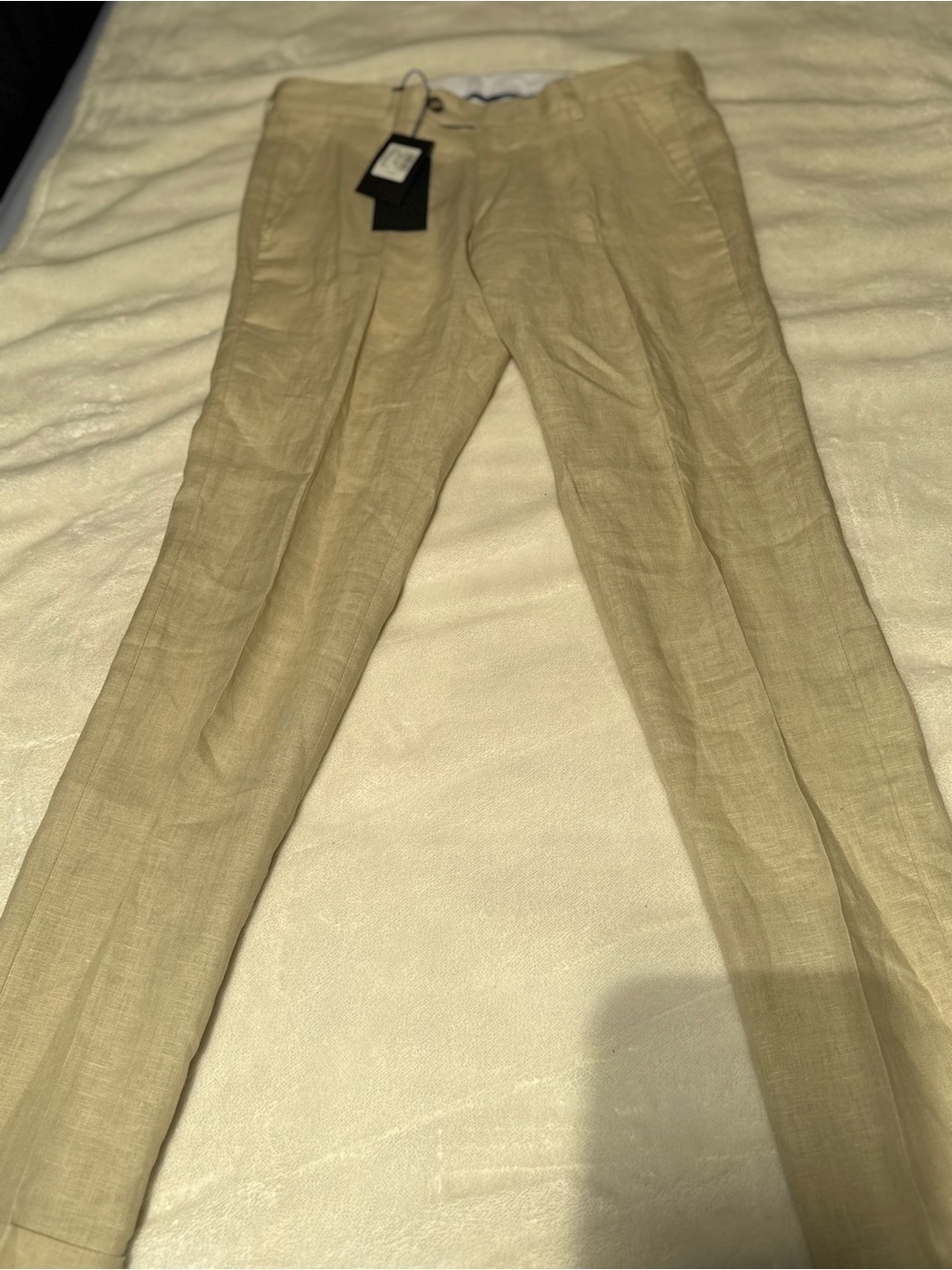 NWT Sotto Tono Italy 100% Linen Trousers - Beige - Size IT 46 (US 30-31)